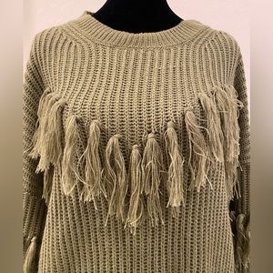 NWT Flying Tomato Olive Fringe Sweater SZ Medium